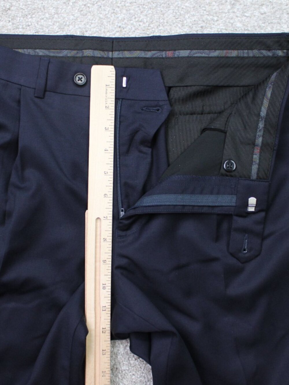 LAUREN Ralph Lauren Pants Mens 34x30 Blue Natural Stretch 100% Wool Pleated - Picture 8 of 11